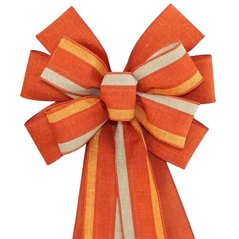 Burnt Orange Trio Rustic Fall Wreath Bow | Amazon (US)
