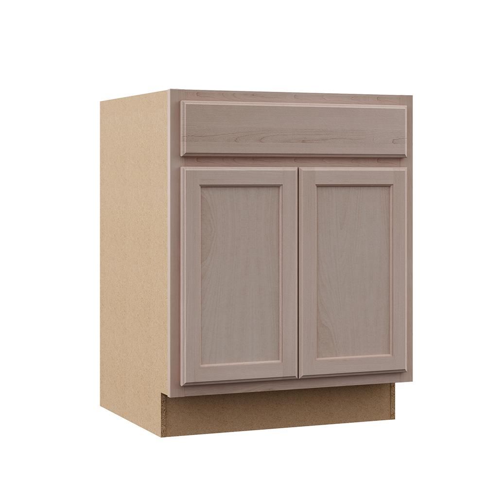 Hampton Bay Hampton Assembled 27x34.5x24 in. Base Cabinet in Unfinished Beech | The Home Depot