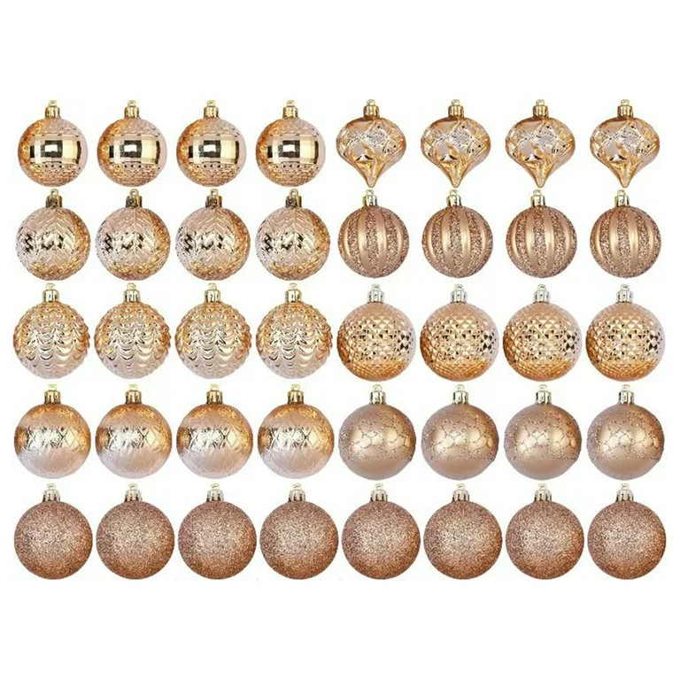 Gold 60mm Shatterproof Christmas Ornaments, 2.29 in, 40 Count, by Holiday Time | Walmart (US)