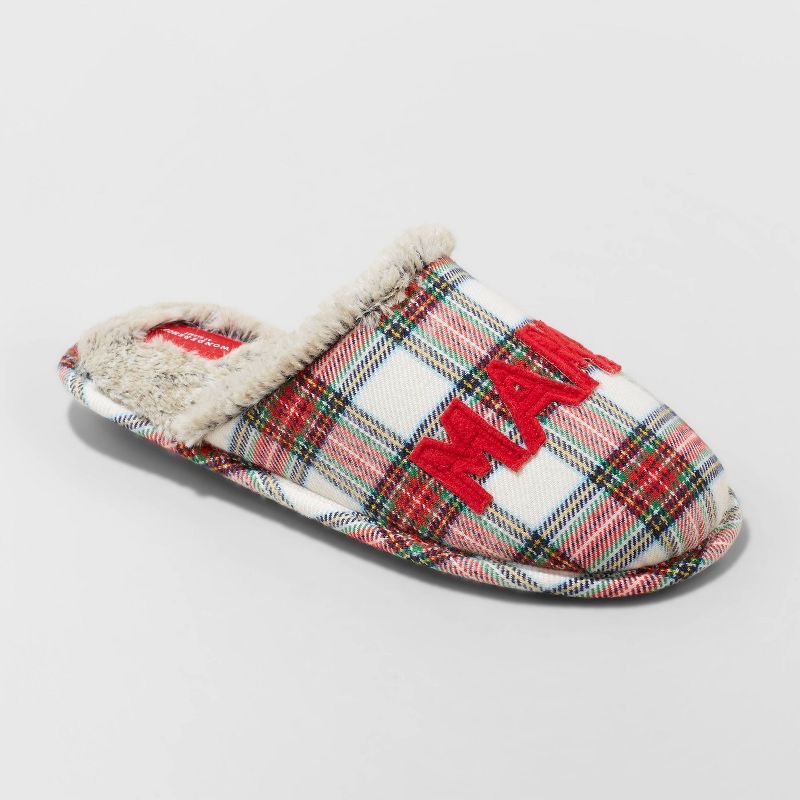 Women's Mama Oso Plaid Slide Holiday Slippers - Wondershop™ | Target