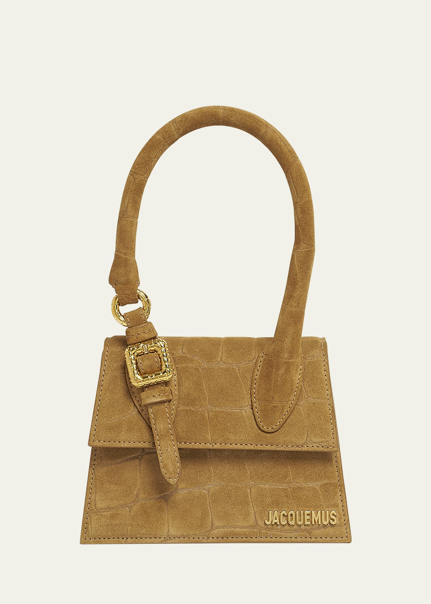 Jacquemus Le Chiquito Moyen Croc-Embossed Suede Top-Handle Bag | Bergdorf Goodman
