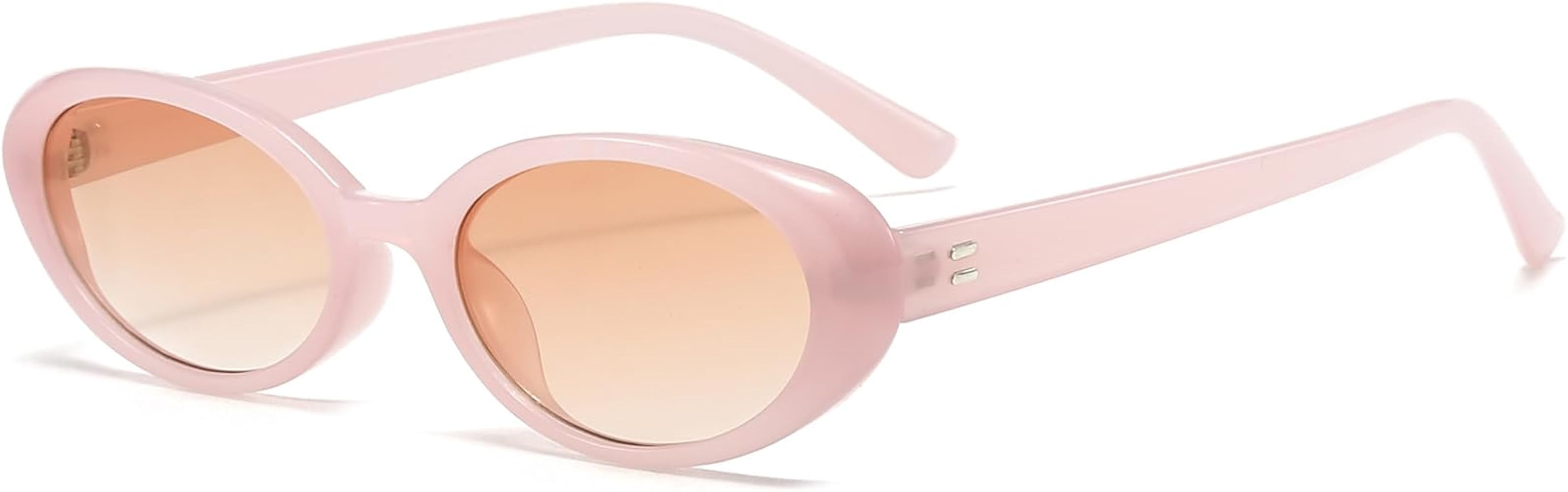 Retro Oval Sunglasses for Women Men Fashion Small Oval Sunglasses 90s Vintage Shades | Amazon (US)