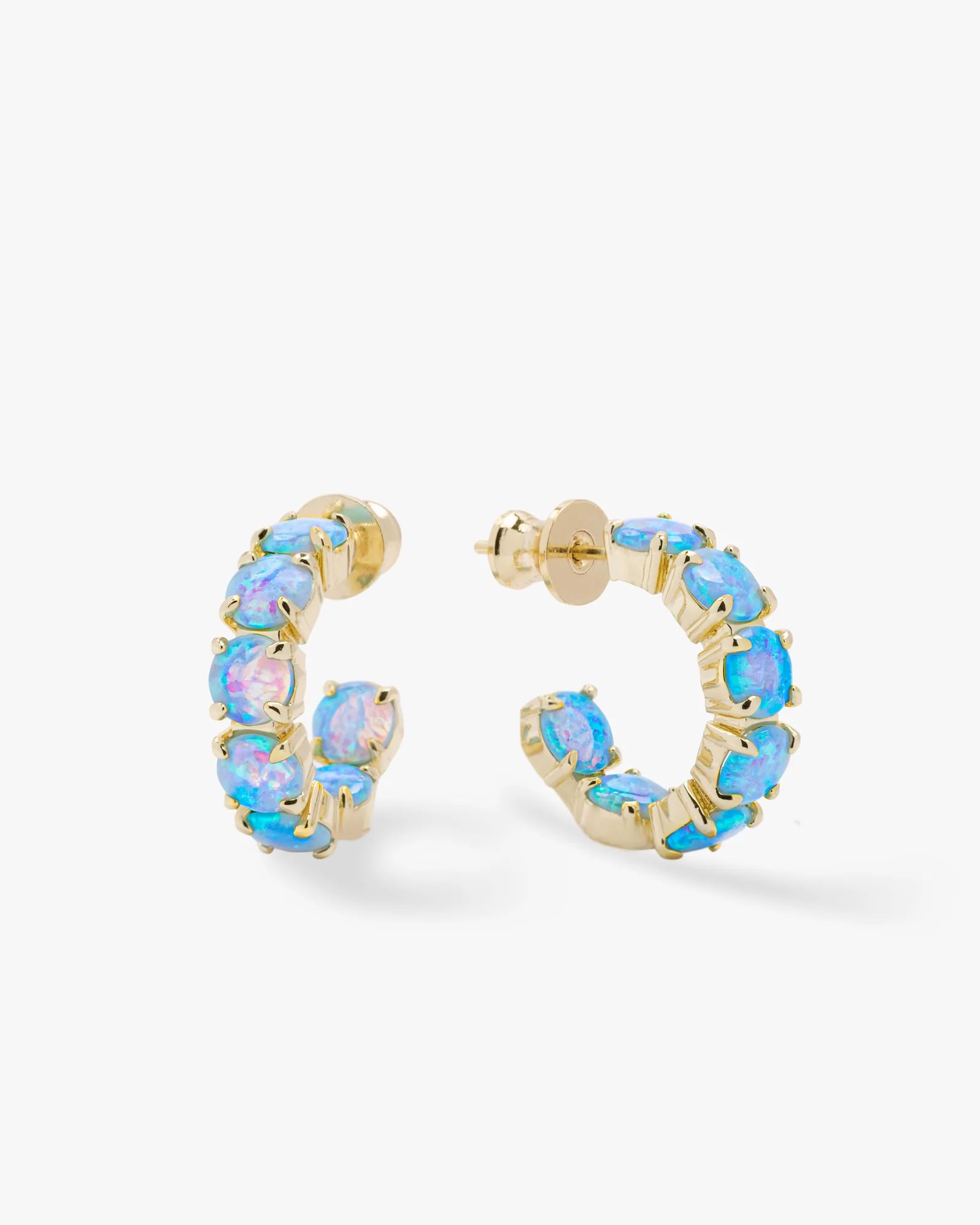 "Oh SHE Fancy" Opal Hoops .75" - Gold|Blue Opal | Melinda Maria