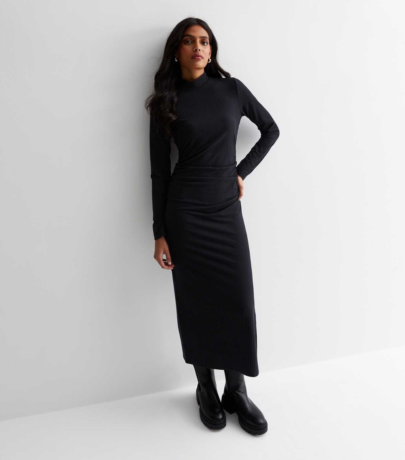 Black Ribbed High Neck Bodycon Midaxi Dress
						
						Add to Saved Items
						Remove from Sav... | New Look (UK)