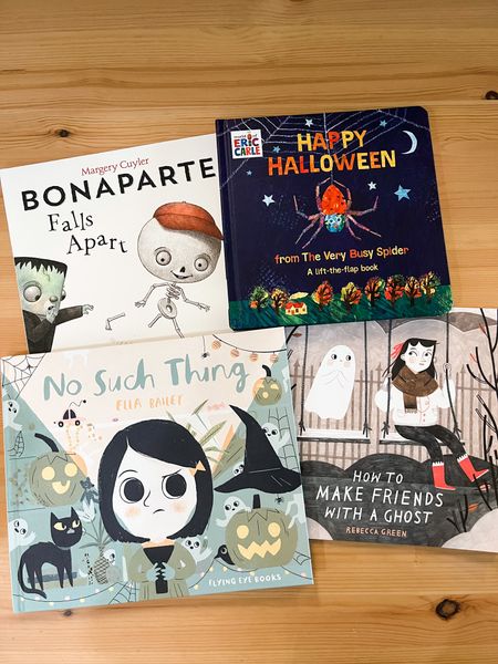 Halloween books, cute Halloween books, trendy Halloween books, Halloween books for kids, Halloween books for babies, Bonaparte falls apart, happy Halloween from the very busy spider, no such thing by Ella Bailey, how to make friends with a ghost  

#LTKbaby #LTKSeasonal #LTKkids