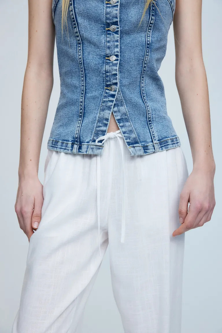 Wide trousers - White - Ladies | H&M GB | H&M (UK, MY, IN, SG, PH, TW, HK)