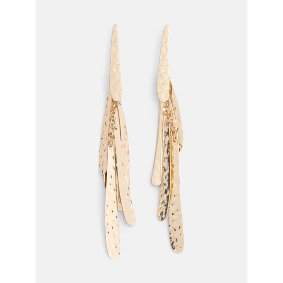 Scenario Women's Gold‑Tone Hammered Fringe Drop Earrings | Walmart (US)