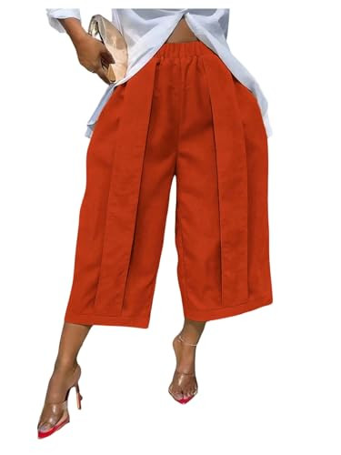 Verdusa Women's Gaucho Pants Culottes Lightweight Baggy Capris with Pockets Loose Fit | Amazon (US)