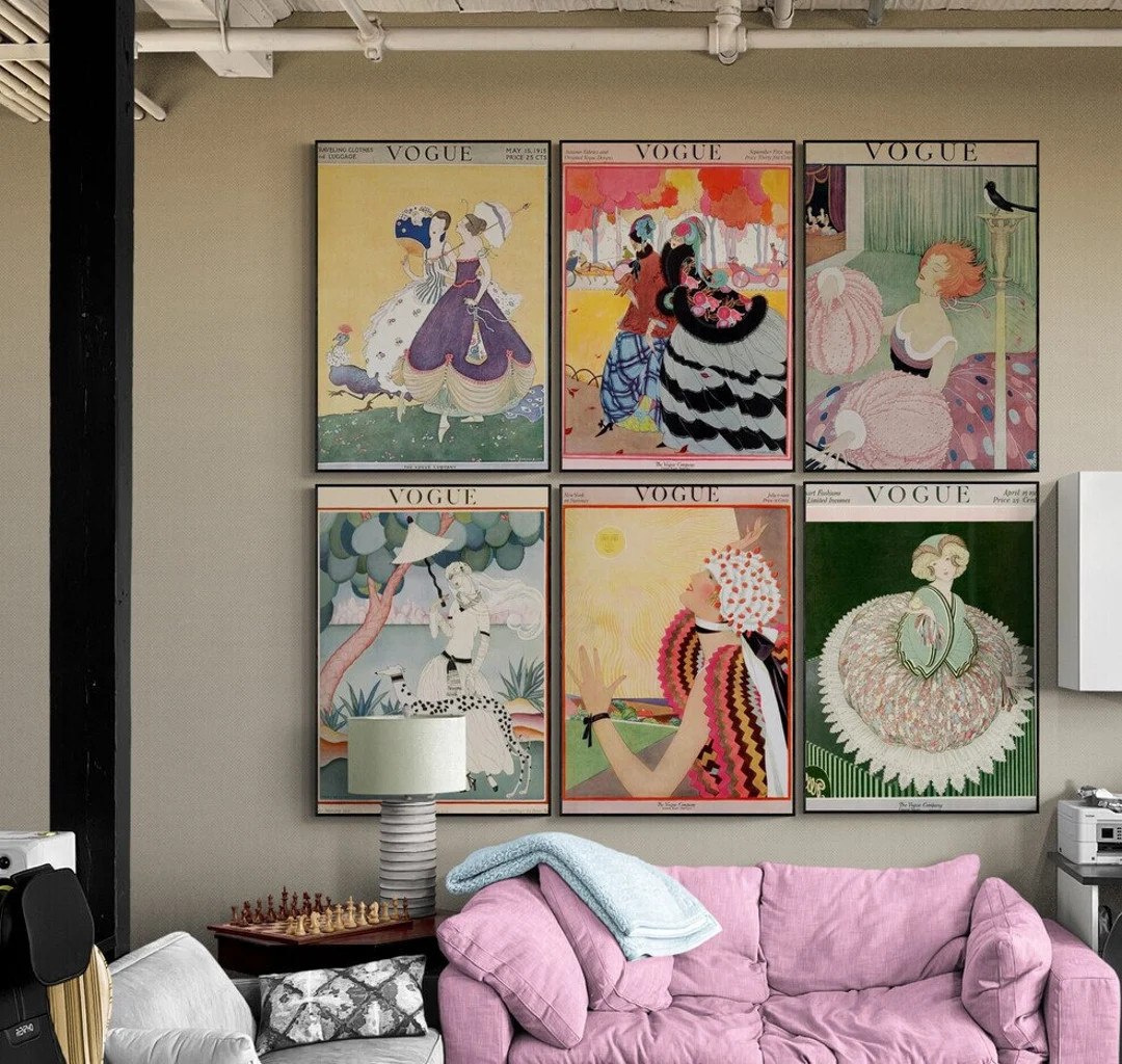 Set 14 Vintage Vogue Magazine Cover Digital Poster, Retro Old Vogue, Fashion Printable Wall Art P... | Etsy (US)
