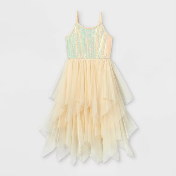 Girls' Sequin Tulle Dress - Cat & Jack™ Cream | Target