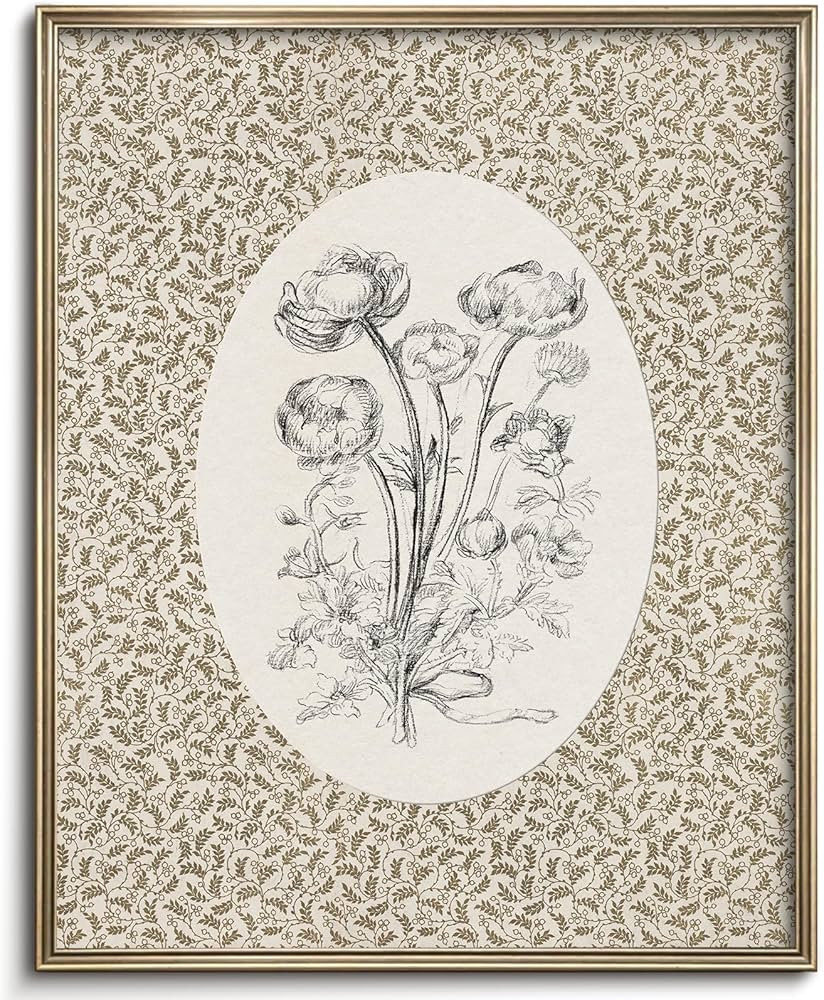 Vodefoad Neutral Vintage Floral Art Print, Cottage Canvas Wall Art for Home Decor, Farmhouse Pain... | Amazon (US)