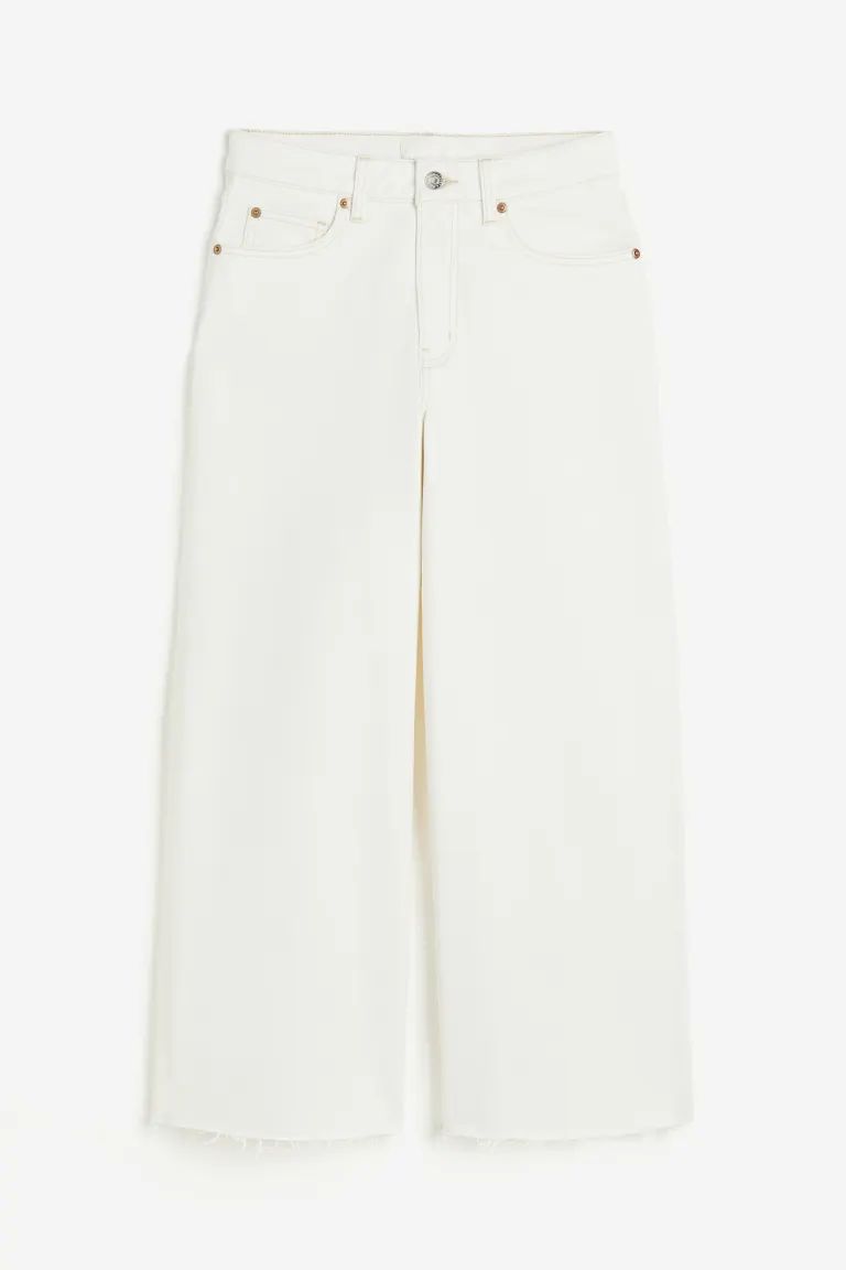 Wide High Ankle Jeans - White - Ladies | H&M US | H&M (US + CA)