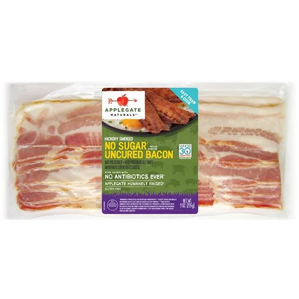 Applegate Natural Hickory Smoked No Sugar Uncured Bacon, 9oz (Frozen) | Walmart (US)
