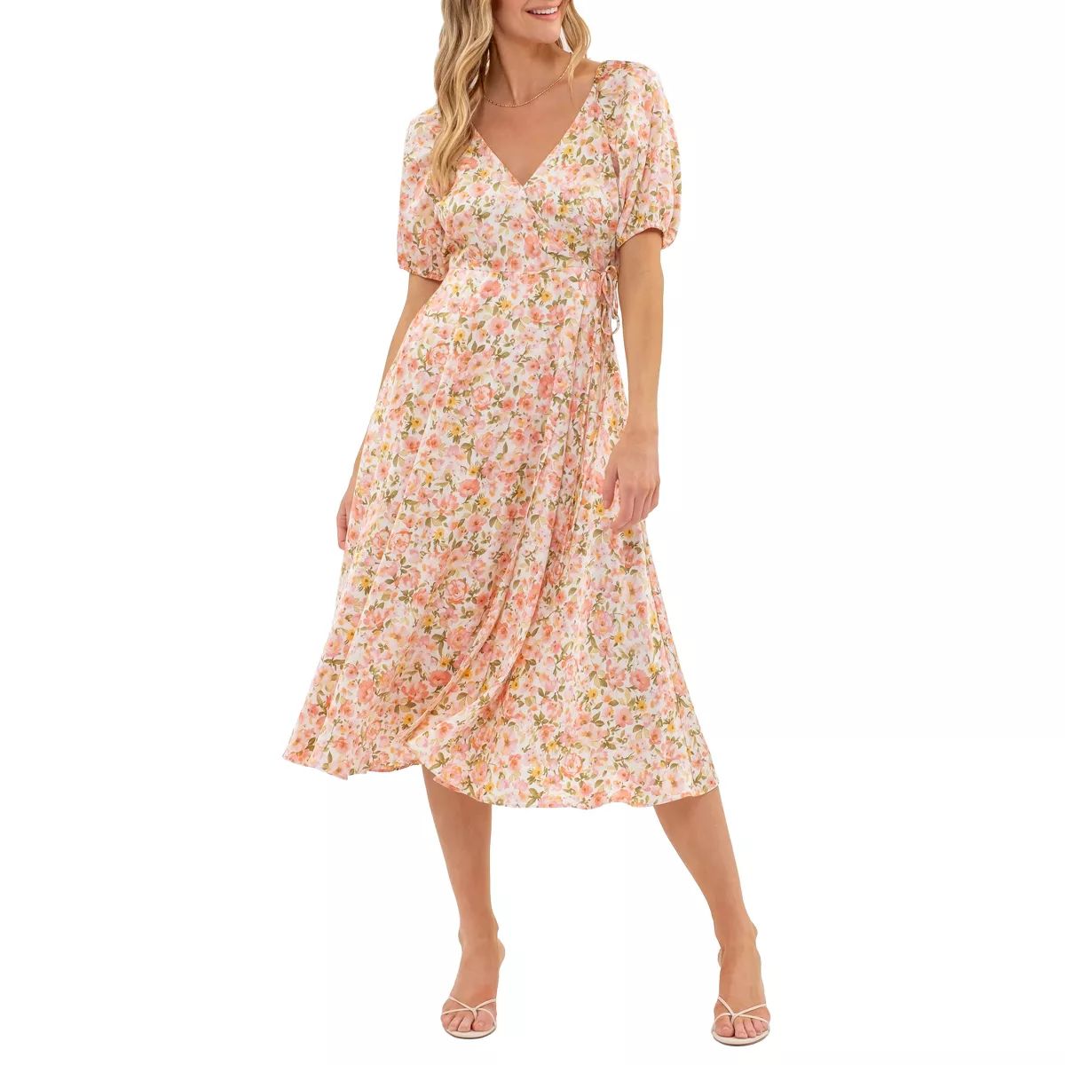 August Sky Women's V-neckline Wrap Floral Midi Dress | Target
