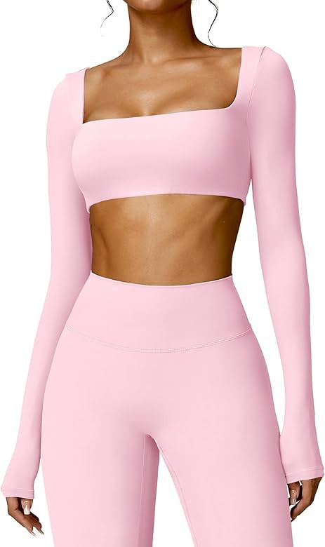 YEOREO Kyla Women Crop Top Long Sleeve Padded Sports Low Medium Impact Yoga Shirt Workout | Amazon (US)