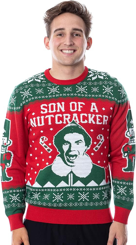 Bioworld ELF Movie Men's Son of a Nutcracker Ugly Christmas Sweater Holiday Knit Pullover | Amazon (US)