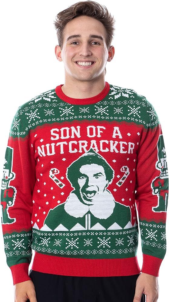 Bioworld ELF Movie Men's Son of a Nutcracker Ugly Christmas Sweater Holiday Knit Pullover | Amazon (US)