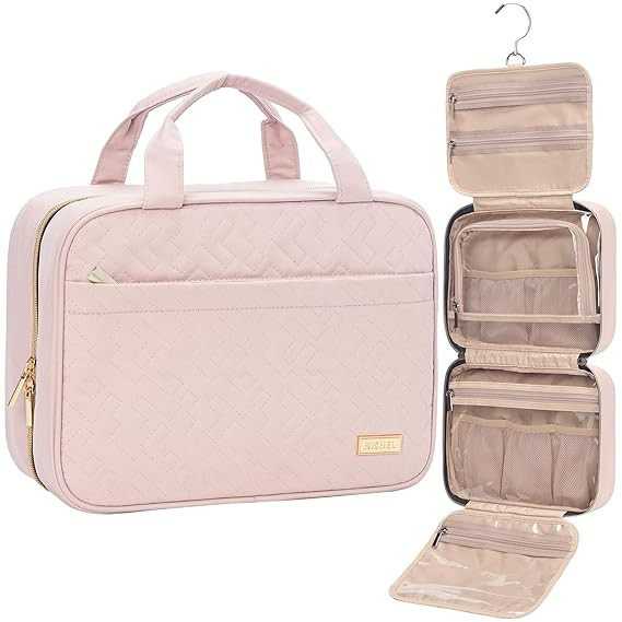 NISHEL Travel Toiletry Bag for women, Portable Hanging Organizer for Travel-Sized Shampoo, Condit... | Amazon (US)