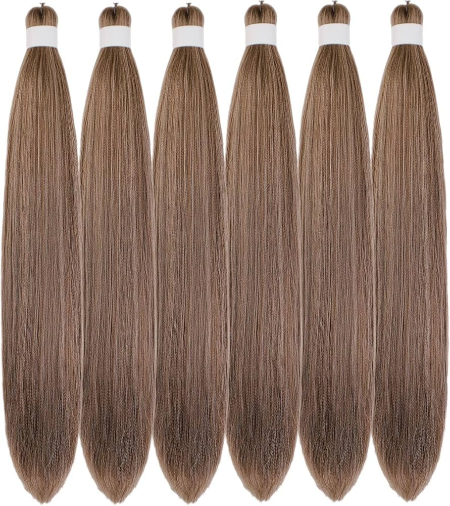 Ash Brown Braiding Hair Pre Stretched Kanekalon Braiding Hair Extension 26 Inch Colorful Syntheti... | Amazon (US)