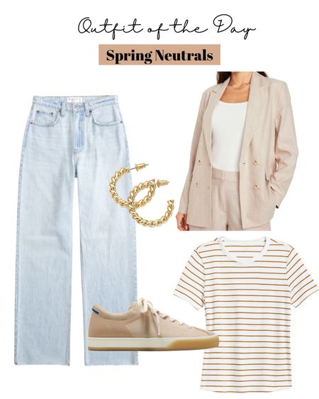 Spring neutrals ootd. 50% off blazer xs regular. 25 short curve love jeans 

#LTKSeasonal #LTKstyletip