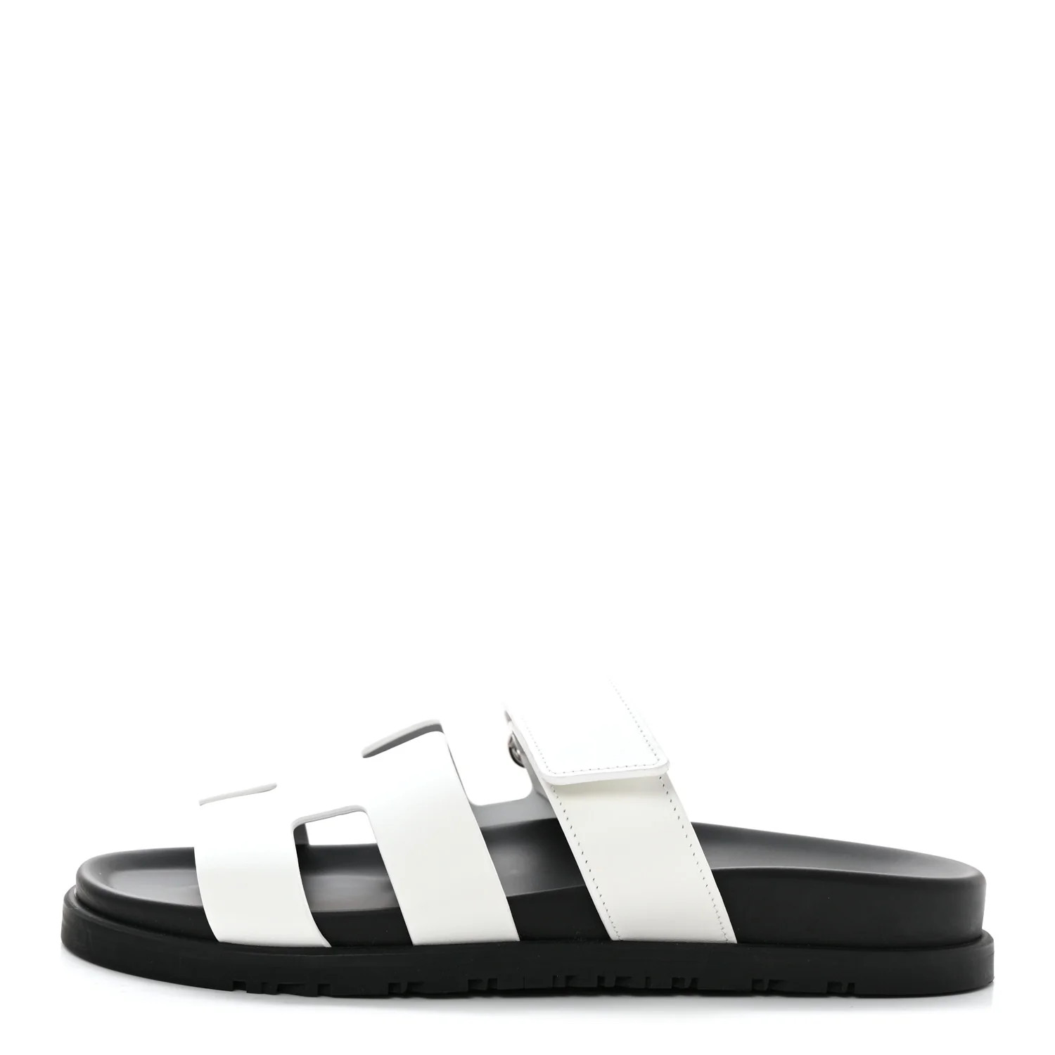 HERMES Calfskin Womens Chypre Sandals 37.5 White | FASHIONPHILE (US)