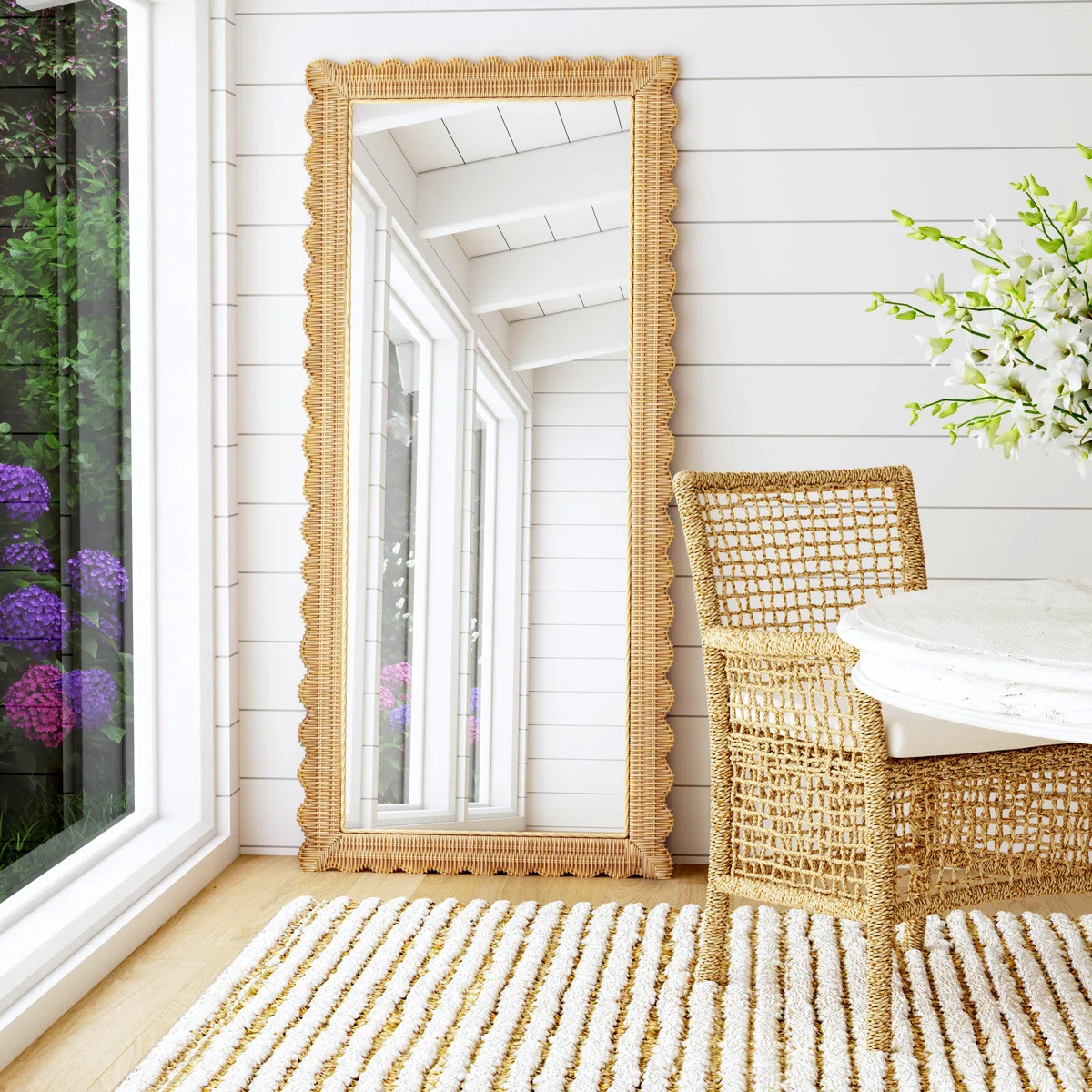 Birch Lane™ Lacie Scalloped Rattan Floor Mirror & Reviews | Wayfair | Wayfair North America