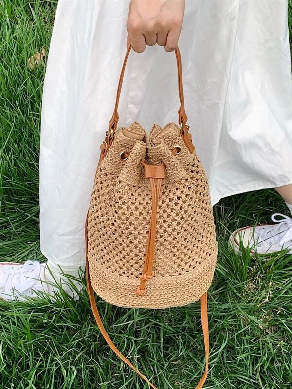 Minimalist Drawstring Design Straw Bag | SHEIN