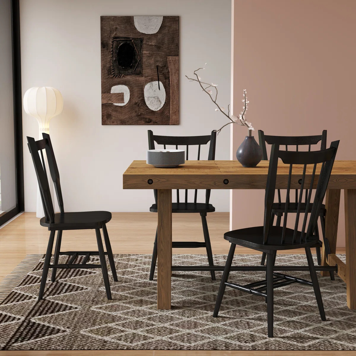 Mid-Century Solid Wood Windsor Chairs,Farmhouse Dining Chairs With Slat Back For Kitchen And Dini... | Wayfair North America