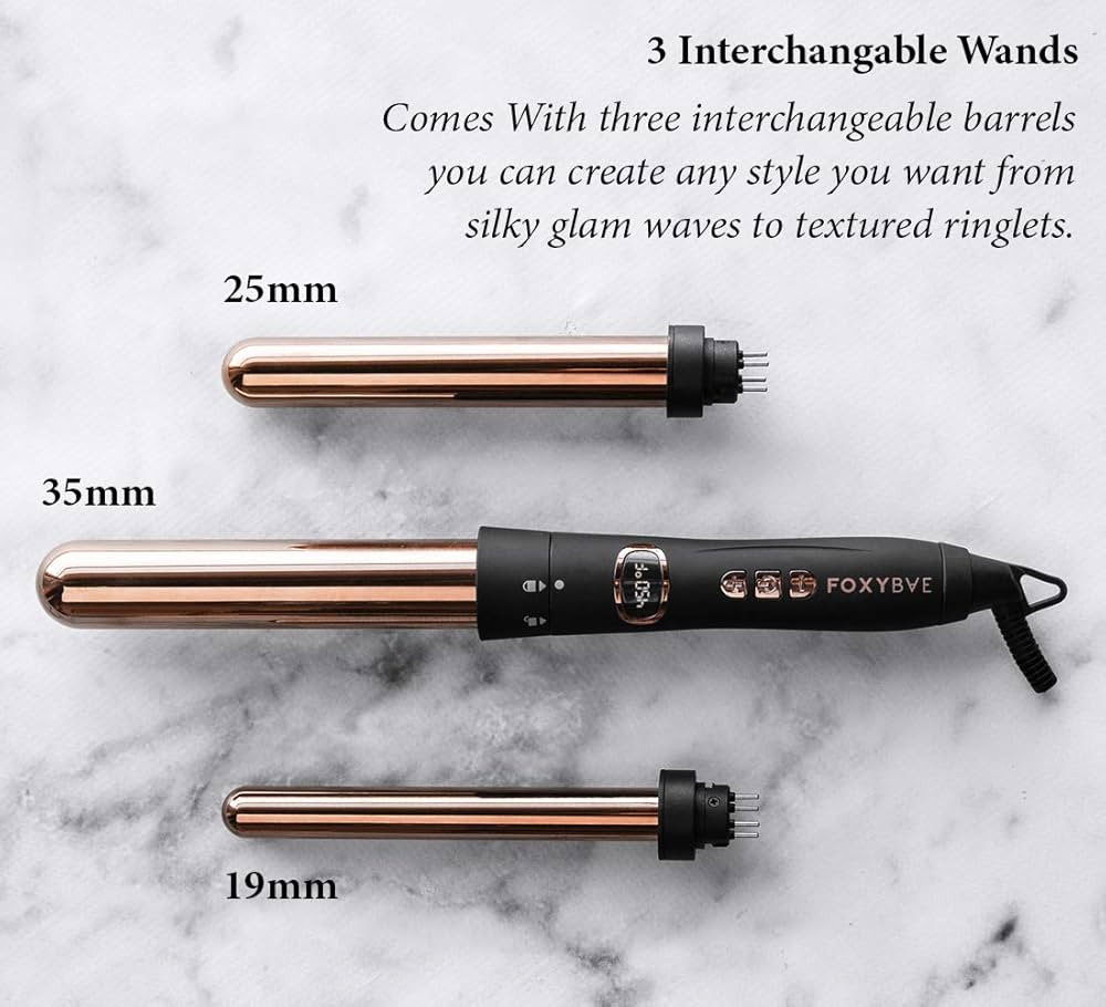 FoxyBae Rose Gold 3-in-1 Curling Wand - Ionic Professional Curling Iron with Negative Ion & Tempe... | Amazon (US)