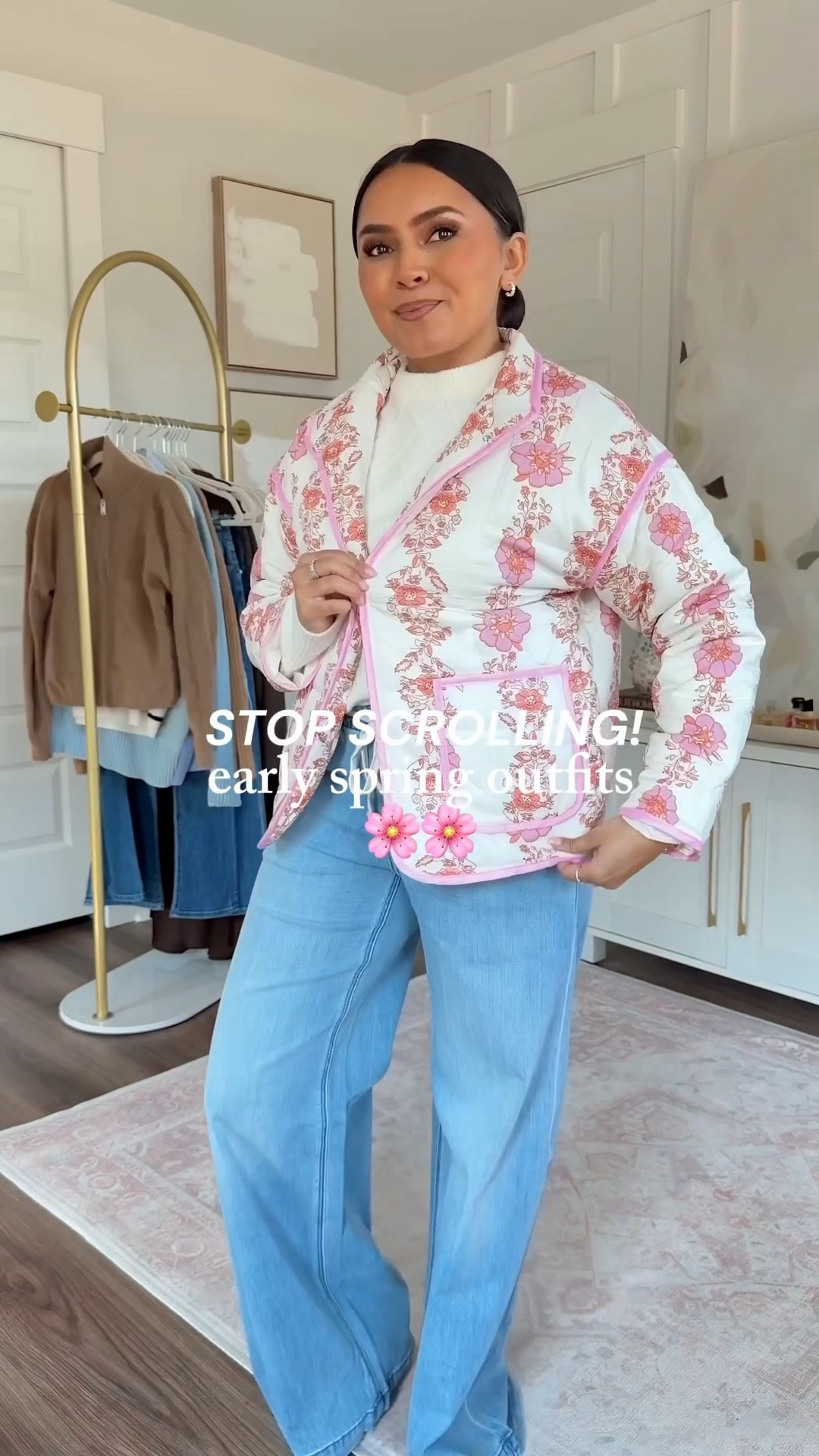 Early Spring Outfits!
For reference: I’m 5’0, 32b bra size, and 2/26 in bottoms, pear shaped. 
*Everything I share is unaltered! TTS means true to size. Between size 5-6.6 in shoes

Pink purple quilted jacket size xs TTS
Sweater is old - similar linked
Drawstring jeans in skylight size xs regular - comes in short length!
White sneakers size 6.5 TTS

Green jacket size 4 - sized up a size for a roomy fit
Sweater is old - similar linked
Jeans size 0 petite - sized down one size, runs big in the waist
Belt size small - sized up a size, runs small
Dark brown boots size 5.5 TTS

Blue vest size xxs TTS
Blue floral sweater size xxs TTS
Flare jeans in heirloom wash size 26 petite - petite is labeled as Lil
Sneakers size 6 TTS

Pink confetti cardigan size xs TTS
Pink rose sweater size xs TTS
White jeans size 2 petite TTS
Flats in adobe color size 5 TTS


Cream lace top size 2 TTS
Brown cardigan size xs petite TTS
Baggy jeans in pickett wash size 25 regular - sized down a size in the regular length, comes in petite too!
Dark brown boots size 5.5 TTS


early spring outfits
spring outfit ideas
petite spring outfits
spring transition outfits
spring capsule wardrobe
petite outfit ideas
spring layering outfits
casual spring outfits
everyday spring outfits
petite fashion finds
spring wardrobe staples
Winter wardrobe
elevated casual spring outfits


#LTKFindsUnder100 #LTKSaleAlert #LTKPetite