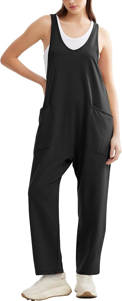 OFEEFAN Jumpsuits For Women Casual Summer Dressy Sleeveless Overalls Long Loose Baggy Rompers Jum... | Amazon (US)