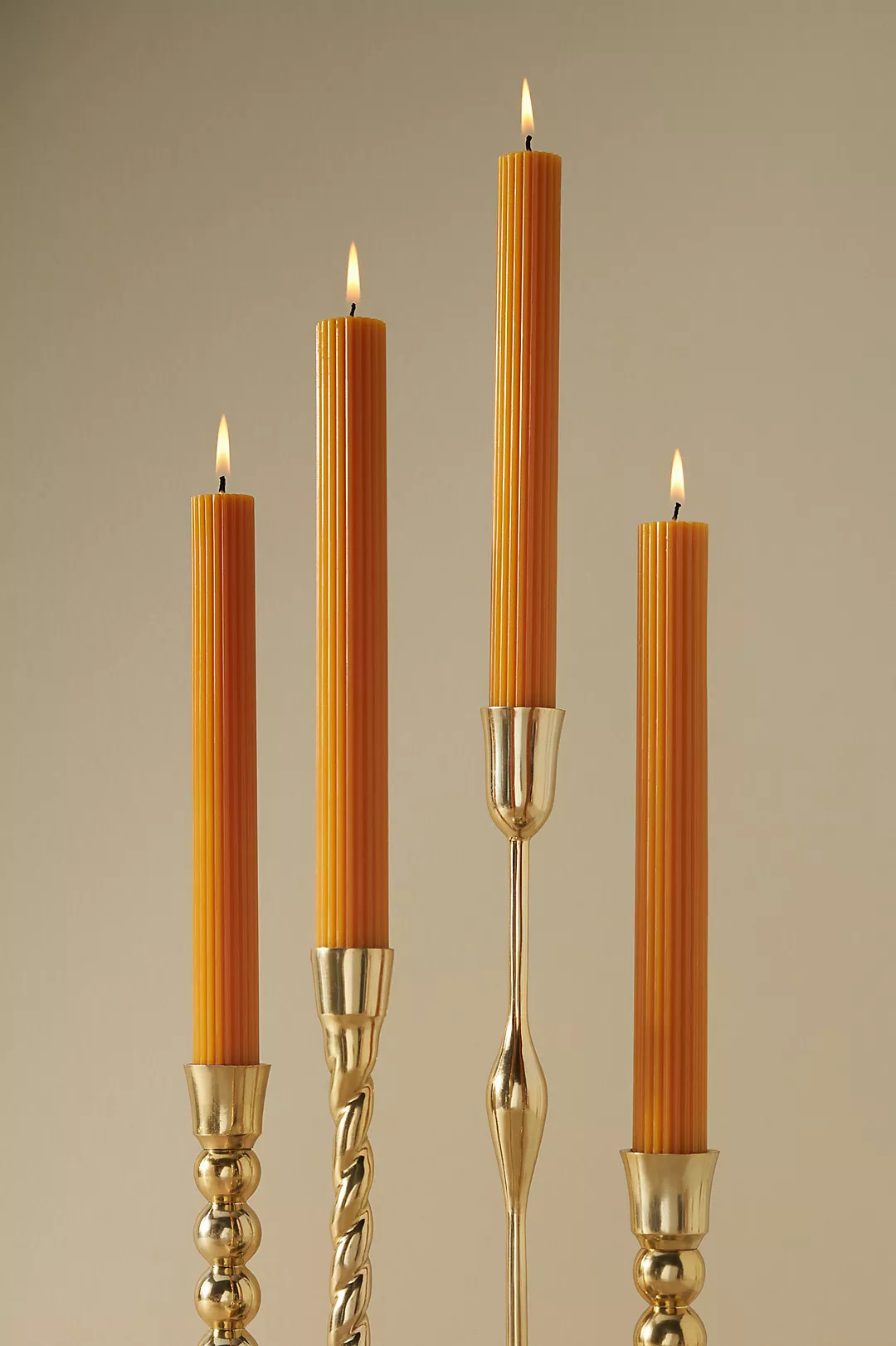 Fluted Taper Candles, Set of 4 | Anthropologie (US)