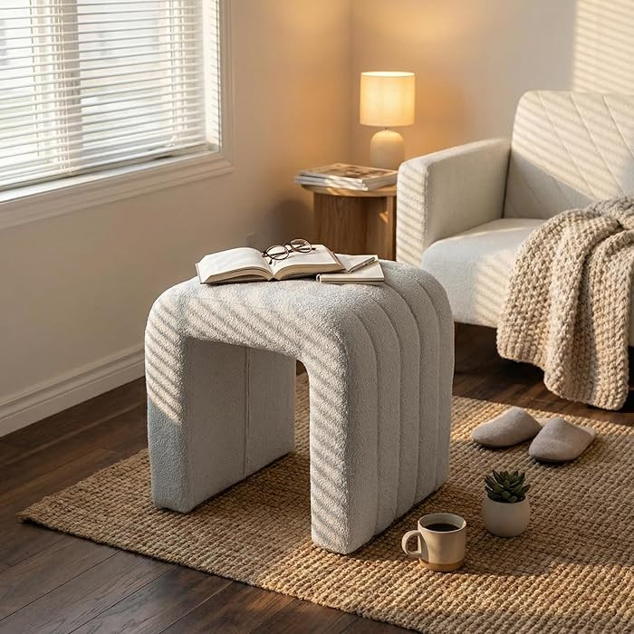 Aykah Arc Upholstered Ottoman Stool, Curved Arch Design, Modern Accent Seating, Modern Bedroom Be... | Amazon (CA)