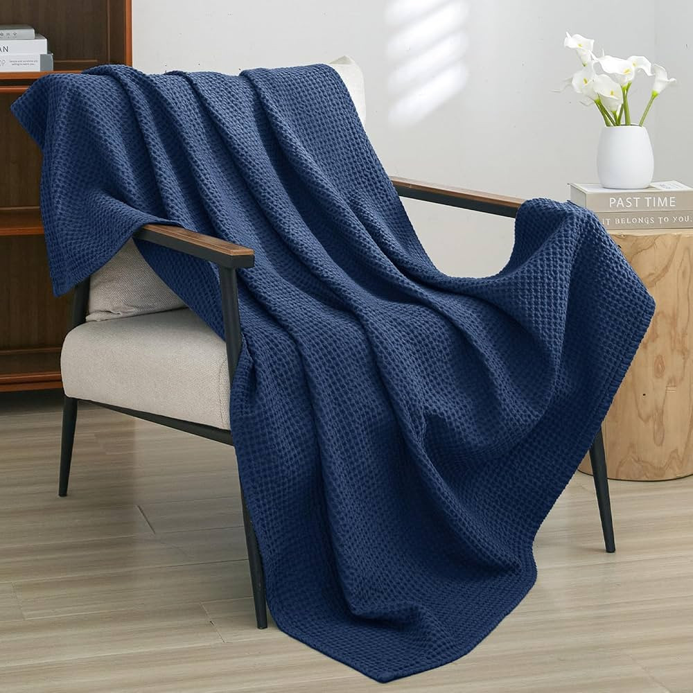 PHF 100% Cotton Waffle Weave Throw Blanket 50"x60" - Lightweight Washed Soft Breathable Blanket f... | Amazon (US)