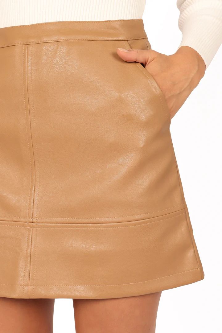 Carly Faux Leather Mini Skirt - Tan | Petal & Pup (US)
