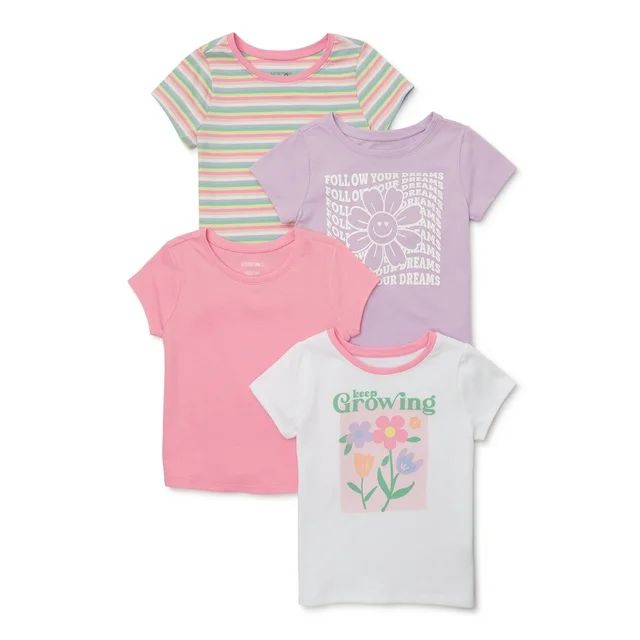 Garanimals Toddler Girl Short Sleeve T-Shirt Multipack, 4-Pack, Sizes 18M-5T - Walmart.com | Walmart (US)
