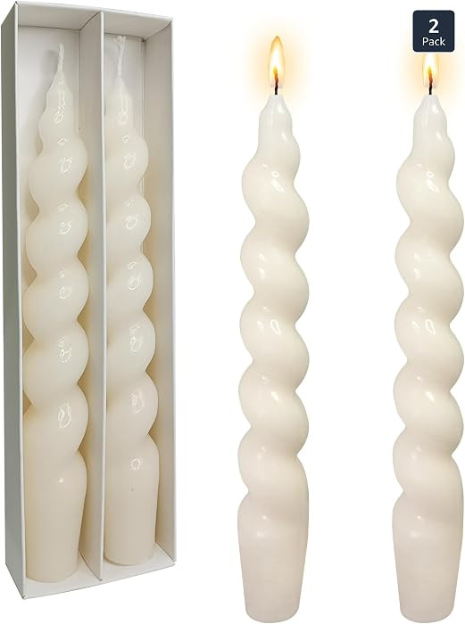 Spiral Taper Candles Stick Curve Unscented White Dinner Candle Twisted Candlesticks for Wedding H... | Amazon (US)