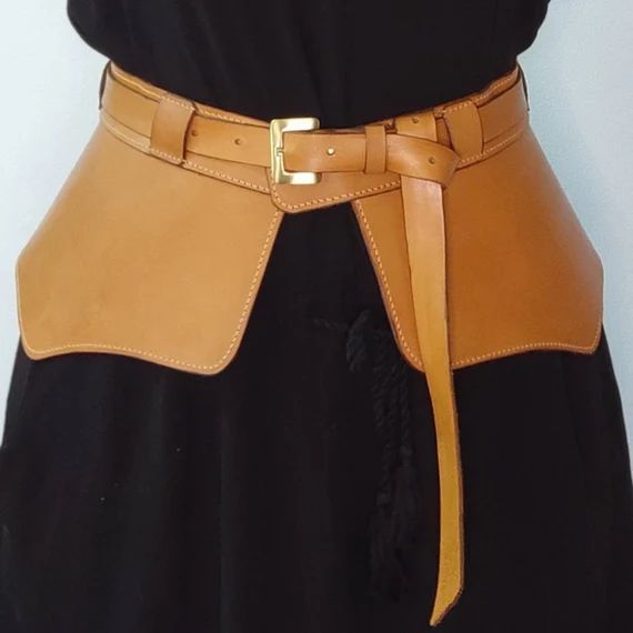 Obi Leather Corset Belt Wide Peplum Leather Strap Peplum | Etsy | Etsy (US)