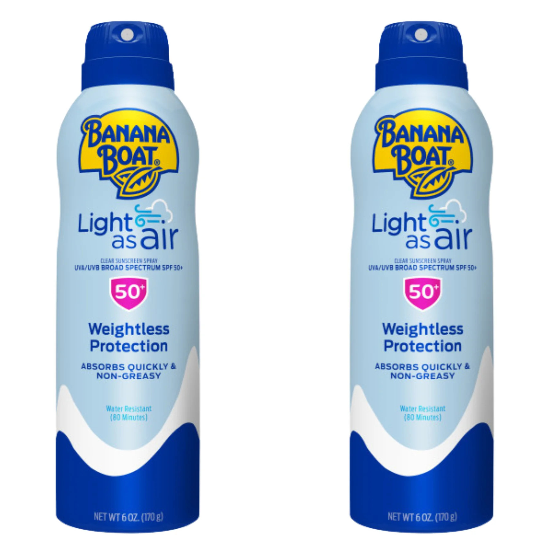 Banana Boat Light as Air Cspray, SPF 50+ 6 fl oz (2 Pack) | Walmart (US)