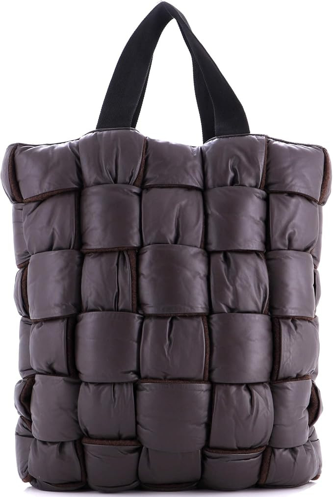 Amazon.com: Bottega Veneta, Pre-Loved Padded Tote Maxi Intrecciato Leather with Wool Large, Brown... | Amazon (US)