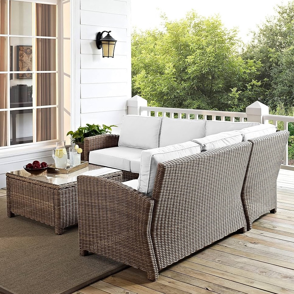 Crosley Furniture Bradenton 4-Piece Outdoor Sectional Sofa Wicker Patio Furniture Set, Sunbrella Cushions, Brown with Sunbrella Cushions

#LTKHome #LTKGiftGuide #LTKSwim