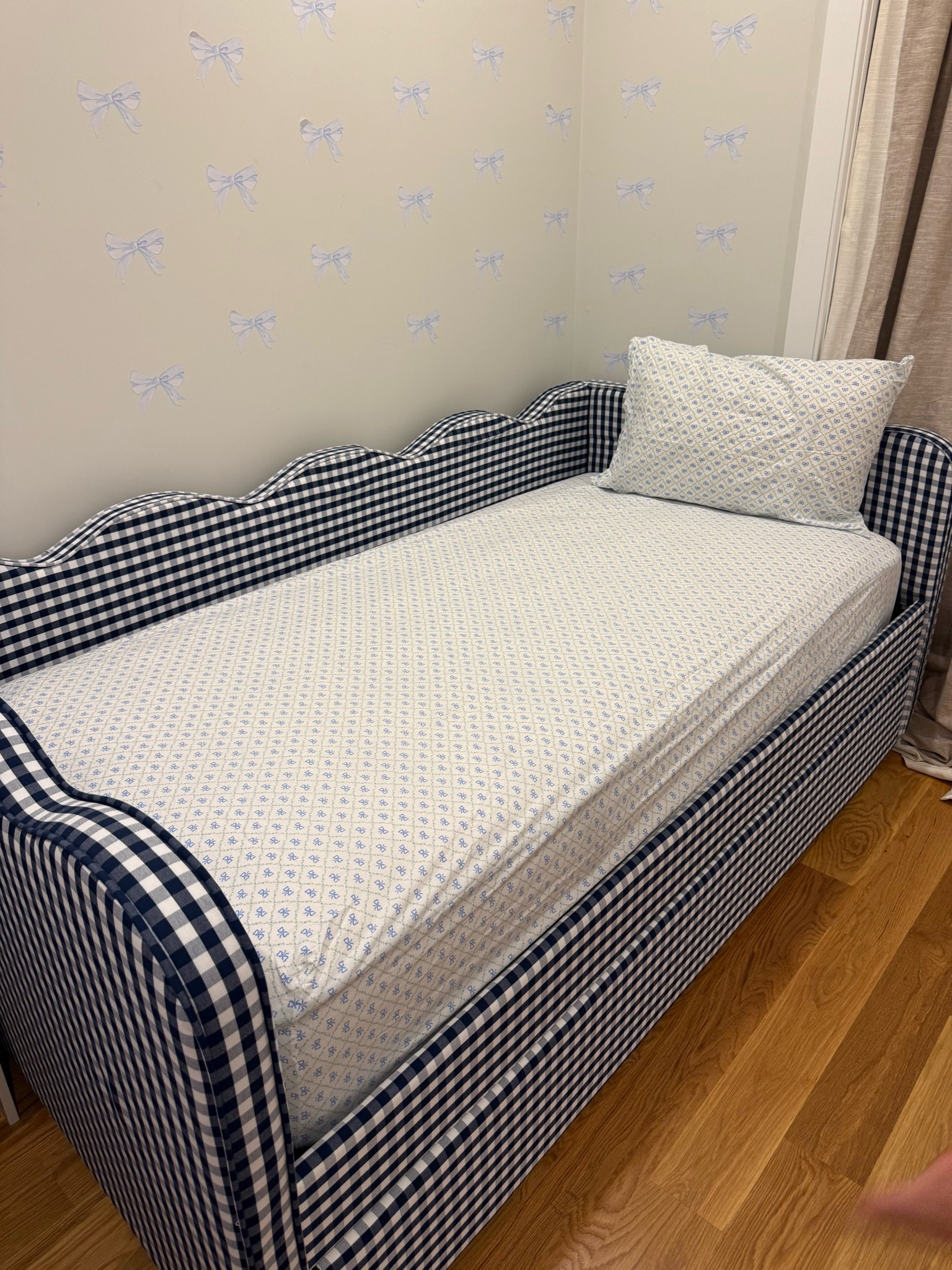 Everly’s new bed! It’s a twin with a trundle! Ordering her new bedding and getting started on the rest of the design ASAP!