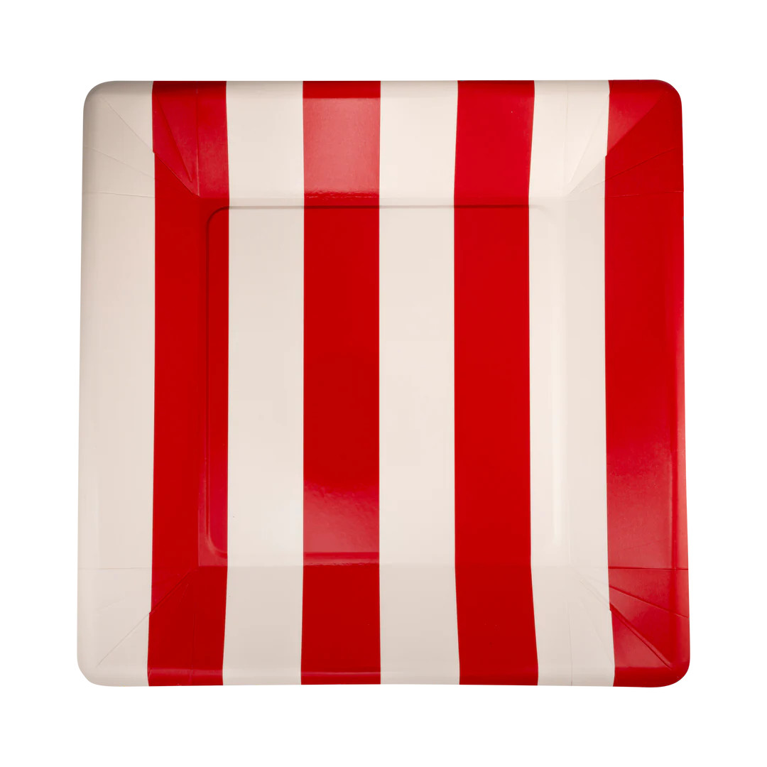 Red and Pink Striped 11" Plate | My Mind's Eye
