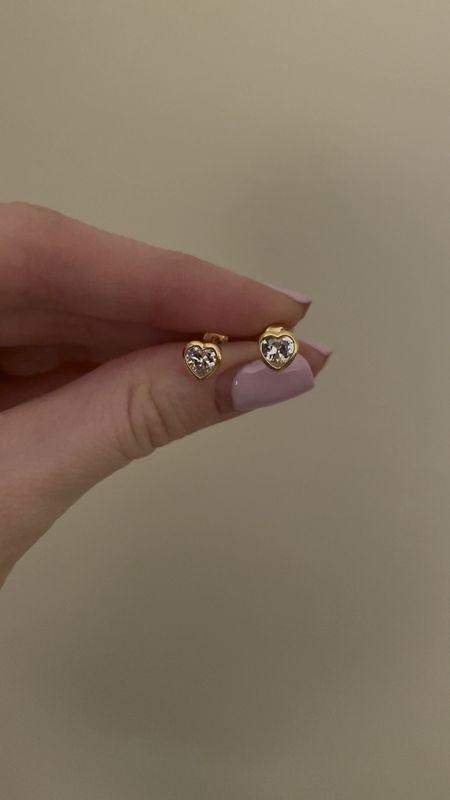 Gold bezel heart stud earrings - SO beautiful and under $30! Would make a great gift too! 

#LTKstyletip #LTKSeasonal #LTKfindsunder50