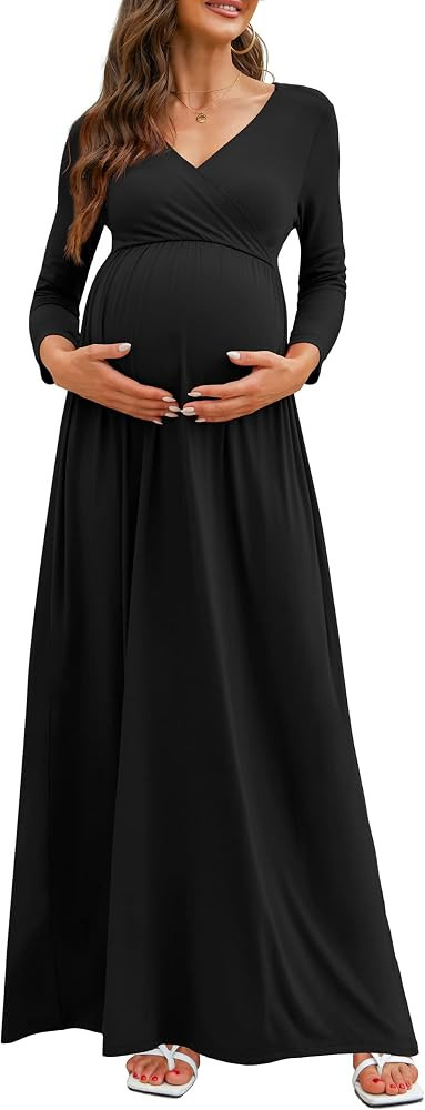 Xpenyo Maternity Dress Plus Size Nursing Maxi Dresses for Baby Shower Photoshoot | Amazon (US)