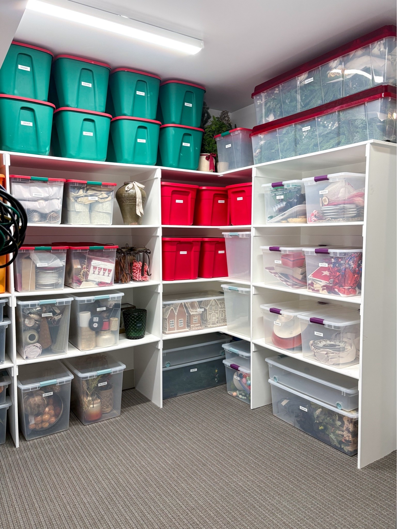 Storage room organization picks! 
Base sizes are 32 qt & 66 qt, which stack to match the taller height of the 80 qt. 
The 110 qt & underbed also stack together and are a longer option.

#LTKHome