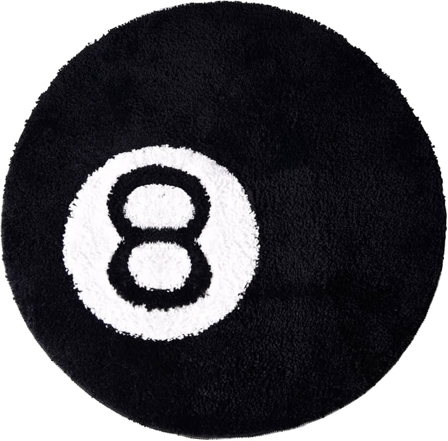 colorthesports 8 Ball Rug, 24" Black Round Rug Billboard Pool 8 Ball Carpet, Non-Slip Flocking Fl... | Amazon (US)
