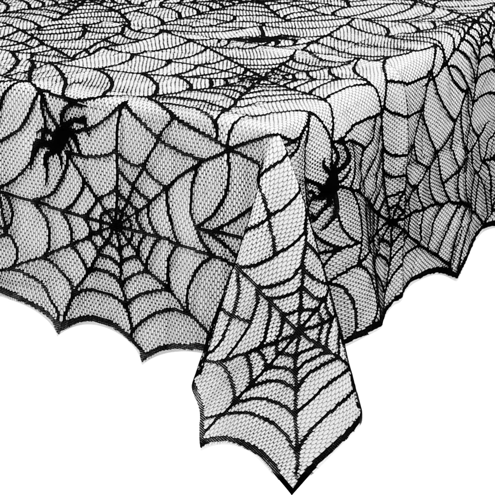 eZAKKA Halloween Table Cloth, 60"x104" Spider Webs Tablecloths Black Tablecloth Lace Fabric Table... | Amazon (US)