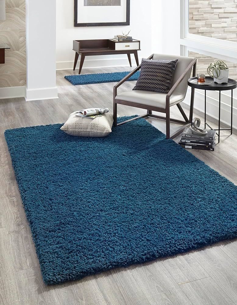 Rugs.com - Über Cozy Solid Shag Collection Rug – 8' x 10' Sapphire Blue Shag Rug Perfect for L... | Amazon (US)