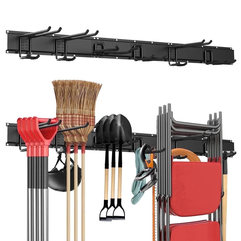 Riousery Garage Tool Organizer, Heavy-Duty Steel Wall Mount, 48-Inch Garage Organization Rack wit... | Walmart (US)